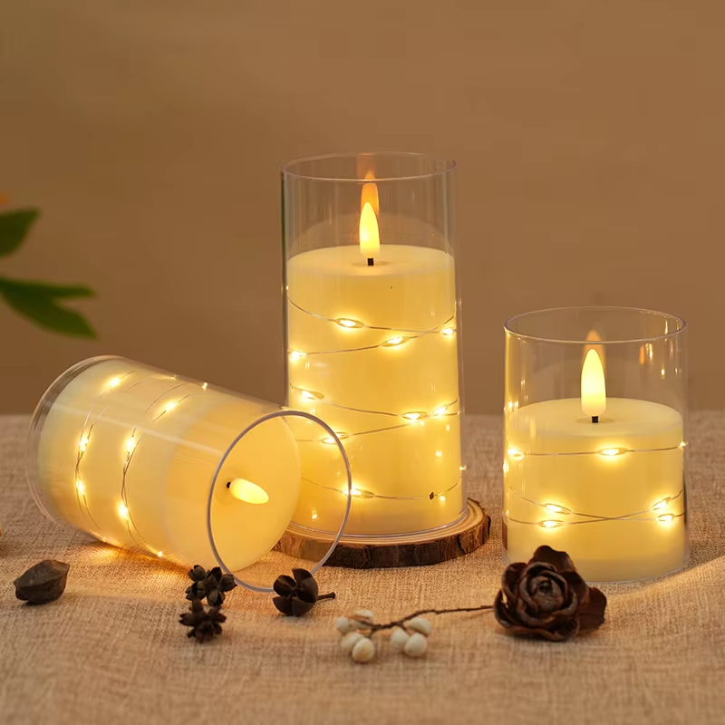 Flameless LED Candles Star String With Battery Camping Room Wedding Party Decoration Atmosphere Realistic Flame Candle Light