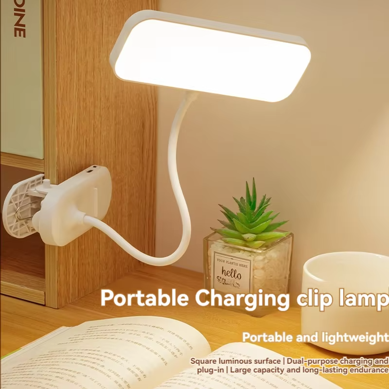A dimmable LED desk lamp with adjustable color temperature and bendable lamp tube - touch reading lamp with lampshade, 800 mAh b